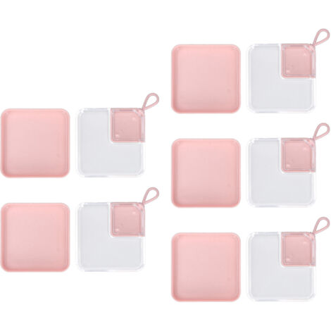 Boîte de rangement bijoux transparente rose - 5 compartiments - Coffret organisateur voyage pour boucles d'oreilles et accessoires (1/5)