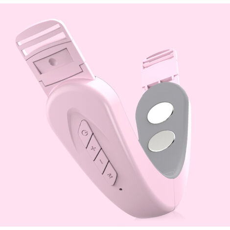 Ceinture de Massage Visage Électrique Anti-Âge, Appareil de Raffermissement Facial pour Double Menton et Contour Visage, 12 Intensités - Rose (1/5)