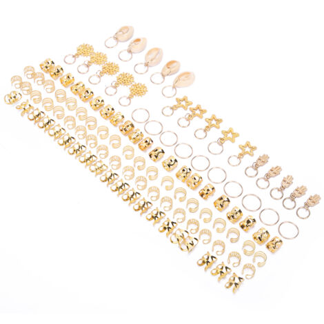 110 pièces anneaux tressage extensions cheveux dreadlocks pendentifs décoratifs accessoires coiffure DIY (1/5)