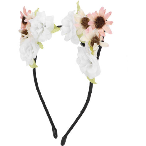 Bandeau Cheveux Tournesol Fleuri Accessoire Tête Blanc Rose pour Femmes et Enfants (1/5)