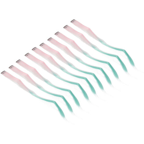 10 pièces extensions à clip dégradé rose et vert prairie pour cheveux longs, mèches individuelles emballées (1/5)