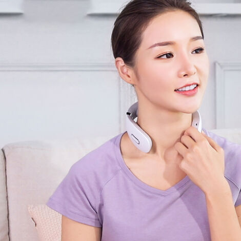 Masque de Massage du Cou Électrique avec Chaleur - Soulagement des Tensions Cervicales, Appareil Portable Rose (1/5)
