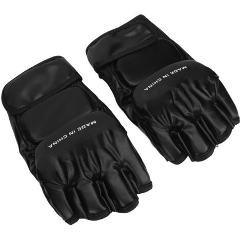 Gant de Boxe Noir pour Entraînement, Gant d'Arts Martiaux avec Bandage Poignet Ajustable - Idéal Sac de Frappe