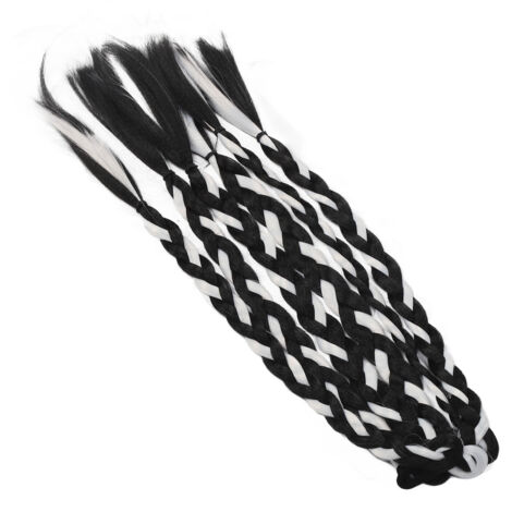 Queue de cheval tressée longue et douce pour femmes et enfants, extension capillaire noire et blanche pour usage quotidien. (1/5)