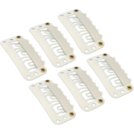 100 attaches à cheveux en U à 6 dents, barrettes solides pour extensions, perruques ou chapeaux DIY, couleur beige (1/5)