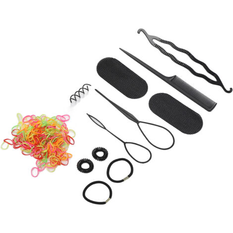 12 pièces Accessoires Cheveux en Silicone pour Coiffure Queue de Cheval - Idéal pour École et Fête (1/5)