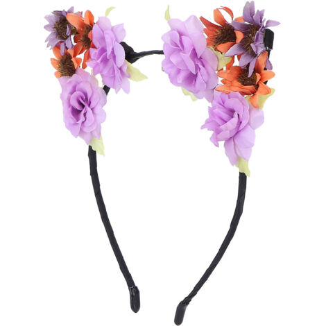 Bandeau Cheveux Tournesol Violet Orange pour Femmes et Enfants Accessoire Tête Fleuri (1/5)