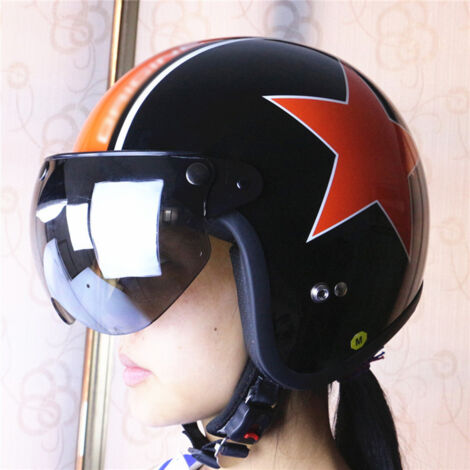 Visière anti-vent 3 clips pour casque moto vintage, protection solaire visage partiel (1/3)
