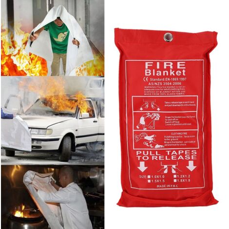 Couverture anti-incendie en fibre de verre pour cuisinière, barbecue, camping et voiture (1,2 x 1,2 m)