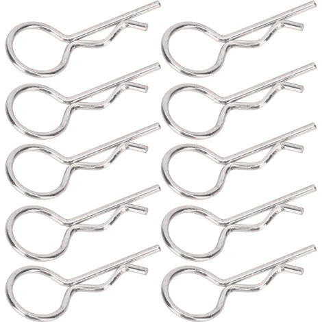 10 Pièces R-Clips en Métal pour Suspension de Voiture RC 10.5mm, Compatible Modèles 1/5 1/6 1/8 1/10, Attaches de Carrosserie Argentées (1/5)