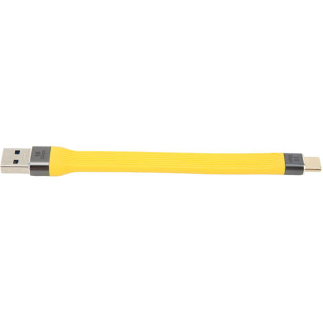 Câble USB-C mâle vers USB mâle 10Gbps 5A 13,8cm flexible FPC jaune pour ordinateur et déplacements (1/5)