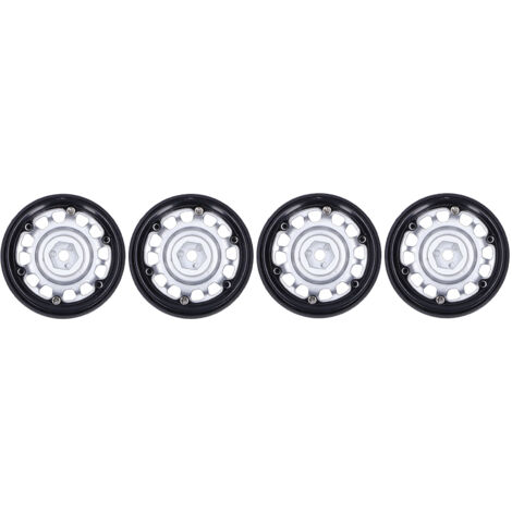 4 Roues Beadlock Métal 1/10 pour AXIAL SCX10, HSP 12 Trous, Jantes RC Argentées (1/5)
