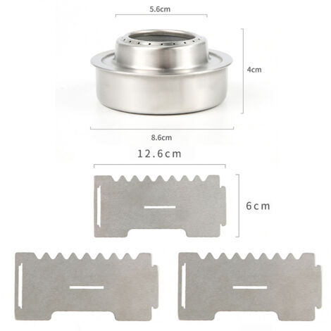 Poêle à alcool de camping en acier inoxydable, portable et anti-vent pour randonnée et pique-nique (1/4)