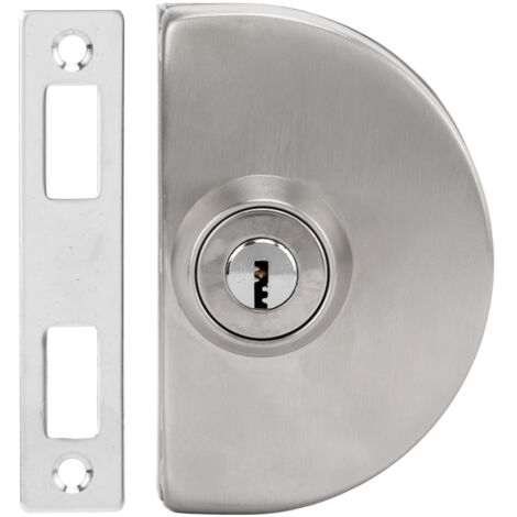 Serrure de sécurité pour porte vitrée coulissante, cylindre demi-ronde en acier inoxydable, verrouillage latéral pour bureau et maison (1/5)