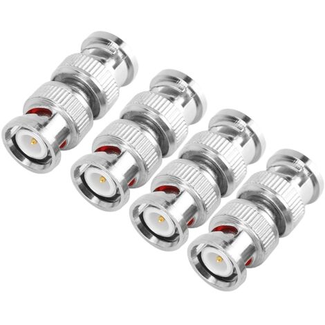 Connecteur coaxial BNC mâle-mâle, adaptateur RF vidéo, conversion pour câble 4 pièces (1/4)