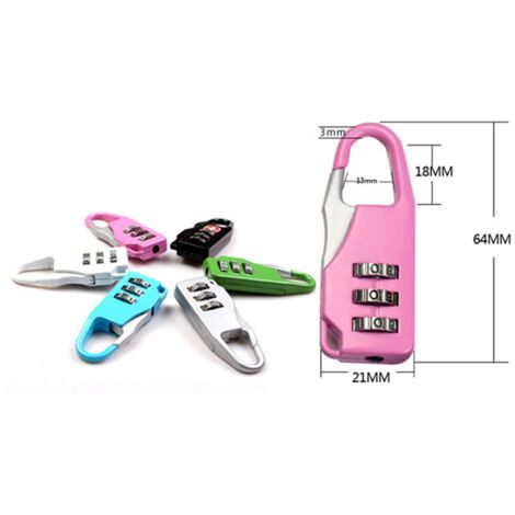 Coffret de sécurité à code à 3 chiffres en alliage de zinc pour valise, tiroir ou boîte à outils - Rose (1/5)