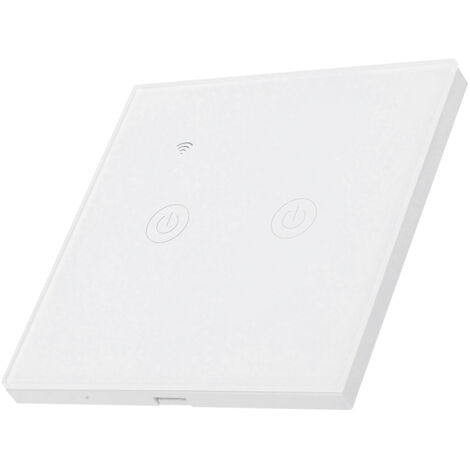Interrupteur WiFi Tactile Double Commande en ABS, Compatible avec Fils Unique ou Neutre 220‑240V AC (1/5)