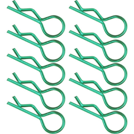 10 Pièces Goupilles de Carrosserie Vertes pour Voitures RC 1/5 à 1/10, Attaches Métalliques de Fixation (1/5)