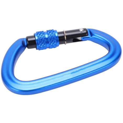 Mousqueton d'escalade vissé 10KN en alliage aluminium - Crochet de sécurité à verrouillage bleu pour randonnée (1/5)