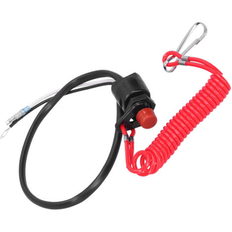 Interrupteur de sécurité pour moteur hors-bord avec corde de coupure et sangle de poignet (1/5)