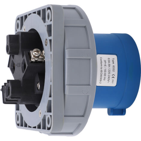 Prise industrielle étanche 63A 2P+E IP67 220-240V pour chantier et équipements électriques (1/5)