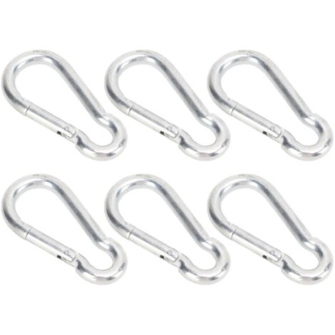 6 Mousquetons à Ressort Galvanisés 8 cm, Haute Sécurité pour Travaux en Hauteur, Accrobranche et Secours (1/5)