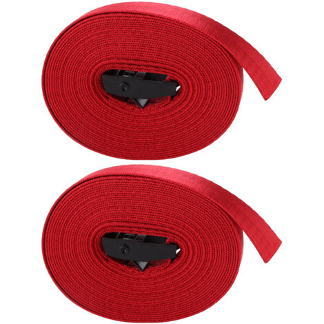 2 Pièces Sangle de Fixation Noire 25mm avec Boucle Zinc et Corde Rouge Vin 1m pour Sécurité et Transport (1/5)