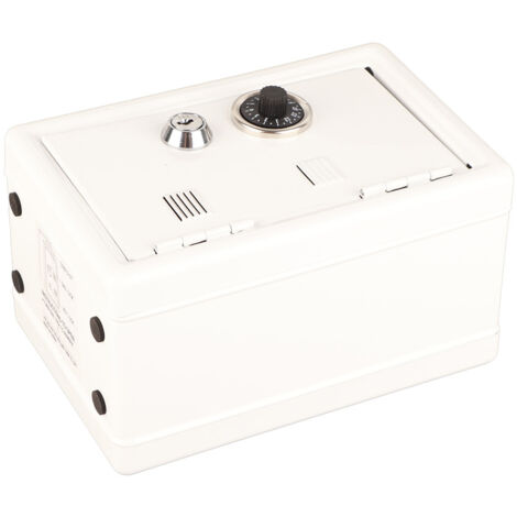 Coffret de Sécurité Argent avec Serrure à Code Numérique et Compartiment pour Pièces - Blanc (1/5)
