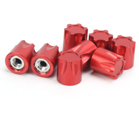 8 pièces Bouchons de Jante RC, Adaptateurs Écrous M4 pour Modèles 1/10 Traxxas, Axial SCX10, D90, Rouge (1/5)