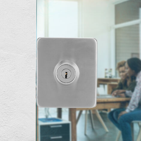 Serrure de sécurité sans perçage pour bureau, verrou à loquet en acier inoxydable pour porte vitrée (1/5)