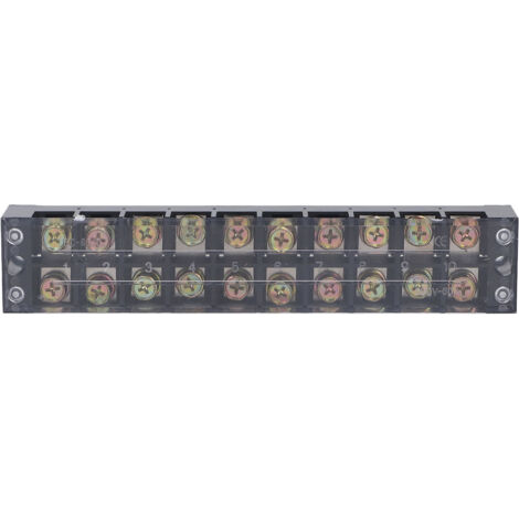 Bloc de connexion double rangée 60A 600V, 10 pôles avec capot pour installations électriques haute puissance (6010) (1/5)