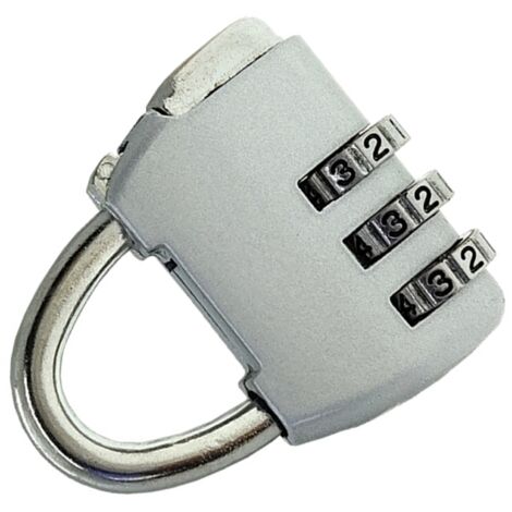 Cadenas de sûreté à combinaison 3 chiffres en alliage de zinc pour bagages - Argenté brillant (1/4)