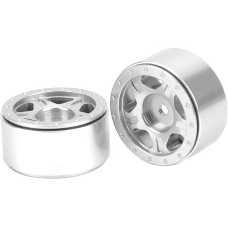 2 Pièces Jante Alliage pour Axial SCX24, Roues Amélioration RC 1/24, Argenté (1/5)