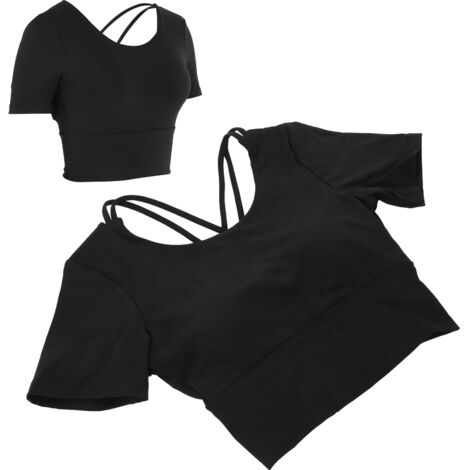 Débardeur de sport femme été sans manches pour yoga et entraînement, noir (1/5)
