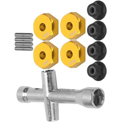 Adaptateur Hexagonal 12mm pour Modèles RC 1/10, Clé M4 à Six Pans avec Fixations Sécurisées, 5mm d'Épaisseur (Finition Dorée) (1/5)