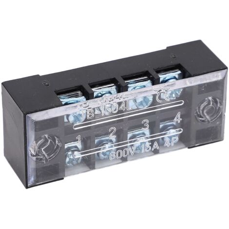 Bloc de bornes double rangée M3 15A 600V, couvercle inclus, lot de 5 unités (1/5)
