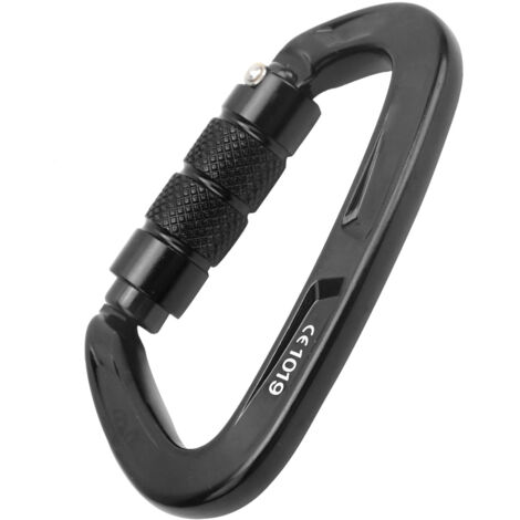Mousqueton de sécurité verrouillable XINDA pour escalade, randonnée et alpinisme - Type D - Noir (1/5)
