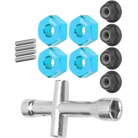 Adaptateur hexagonal 12mm pour voiture RC 1/10, écrous de blocage M4 avec clé Allen, épaisseur 6mm - Bleu (1/5)