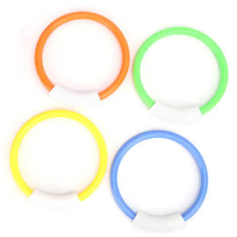 4 anneaux de plongée colorés pour piscine, jouets aquatiques enfants, jeux sous-marins ludiques. (1/5)