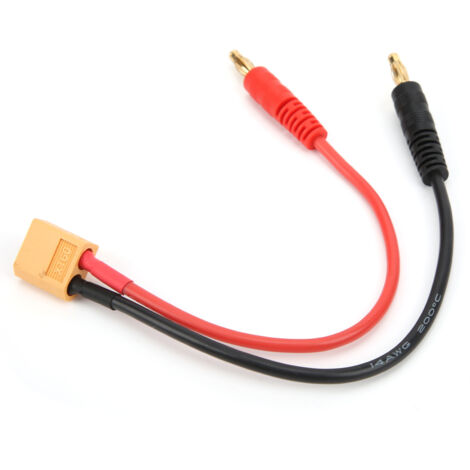 Câble de connexion XT60 vers fiche banane 4.0mm pour batterie LiPo RC (1/5)