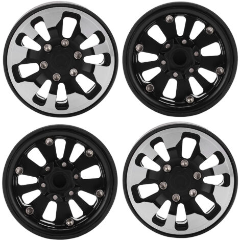 Jante alliage 9 trous 57mm pour RC Crawler, écrous inclus, couleur noire (1/5)