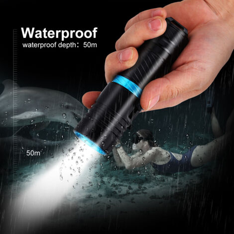 Lampe torche plongée LED étanche 50 mètres portable en aluminium (1/5)