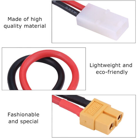 Adaptateur de Câble Silicone 14AWG XT60 Femelle à Tamiya Femelle pour Modélisme RC (1/5)