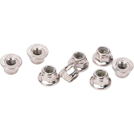 Écrous de roue M4 en métal avec frein nylon pour modèles RC 1/10, compatibles Arrma Typhon - Lot de 8 pièces argentées (1/5)