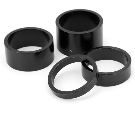 4 Rondelles de Réglage pour Direction de Vélo, Entretoises de Fourche 5 10 15 20mm, Joints Noirs pour Potence et Guidon, Kit de Montage (1/5)