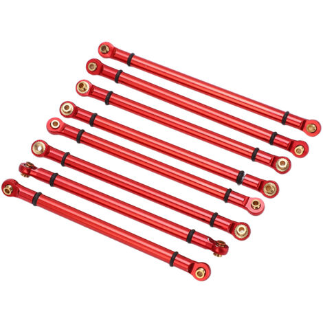 8 pièces Tiges de Liaison en Alliage d'Aluminium M3 pour Voiture RC Crawler Axial SCX10, Rouge X006R (1/5)