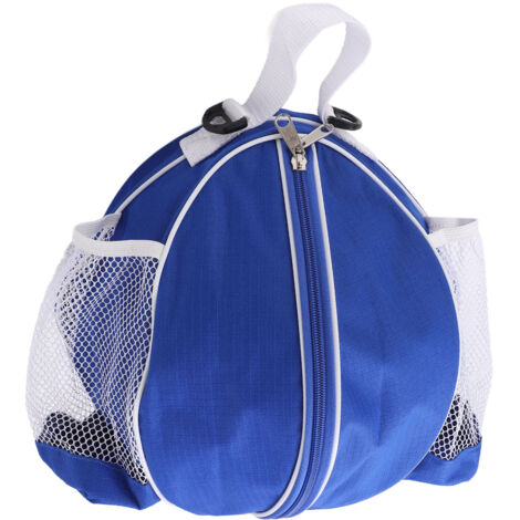 Sac de Sport en Toile Oxford, Pochette de Basketball en Maille Respirante pour Équipement de Football d'Intérieur, Bleu à Bordures Blanches (1/5)