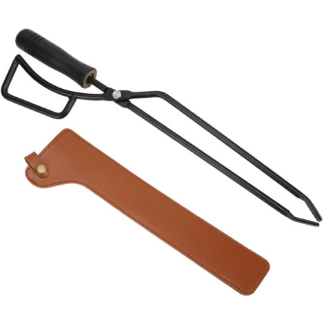Pinces à barbecue et cheminée, manches isolants couleur curry, en acier inoxydable (1/5)