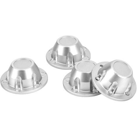 Bouchon de moyeu en alliage d'aluminium pour voiture télécommandée AXIAL SCX6, 4 pièces, couverture de roue argentée, compatible 1/6 JLU. (1/5)