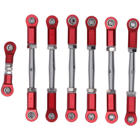 7 Pièces Tiges de Direction Réglables en Métal pour Modèles RC 1/10 Traxxas, Jeu de Biellettes Rouges pour Direction (1/5)